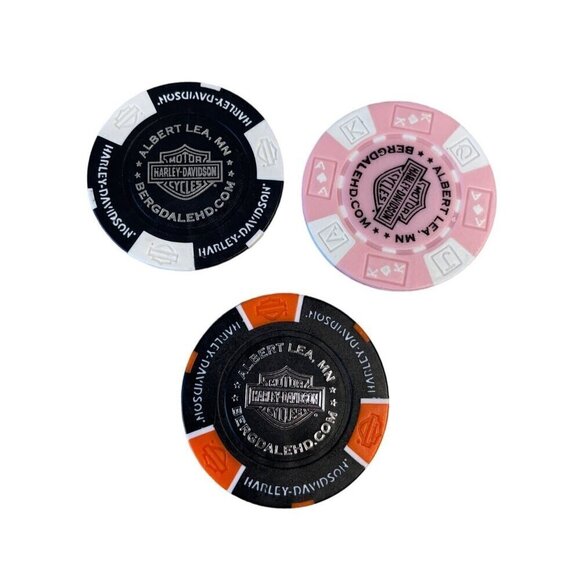 Harley Davidson Poker Chips Dealer Lot of 3 BERGDALE Albert Lea MN - Picture 2 of 2